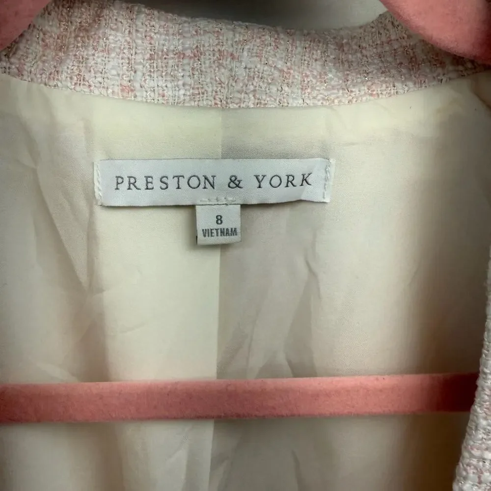 Preston & York Women’s 8 Light Pink, white and gold Tweed feminine Blazer - Picture 4 of 14